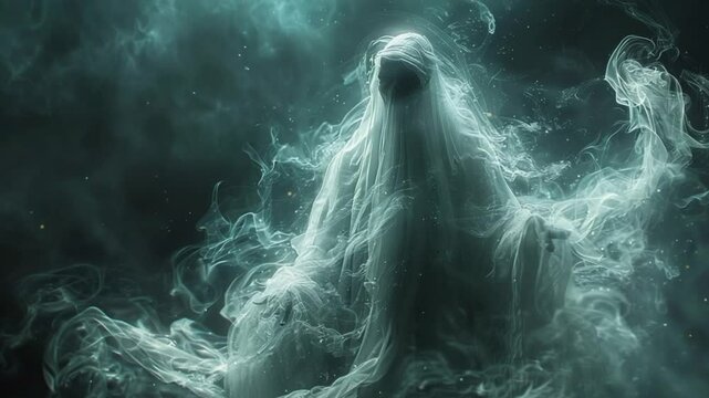 scary ghost characters on hellowen night