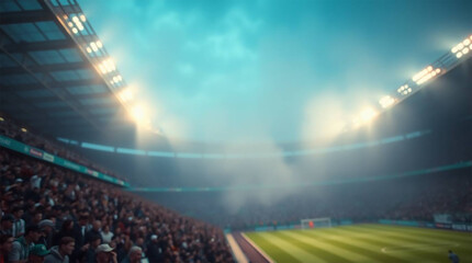 Blurred stadium crowd at night game