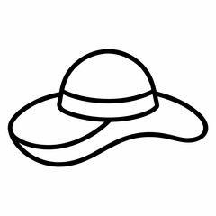 Summer Hat outline icon on white background
