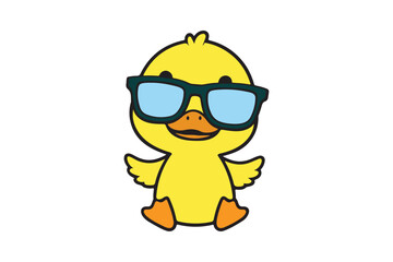 Cute Duck Wearing Glasses Vector Icon on white background. (01)