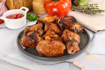 Grilled pork neck meat shashlik