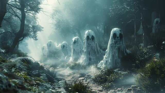 scary ghost characters on hellowen night
