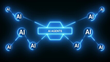 Multi function for Agentic AI technology motion background. Multi agent AI systems, Automate daily Tasks Smart AI solutions improve efficiency, Automate repetitive work.