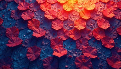 Intricate tessellation of hexagons and triangles, black, optical, colorful