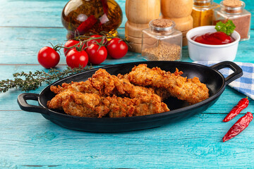 Golden crispy fried chicken strips