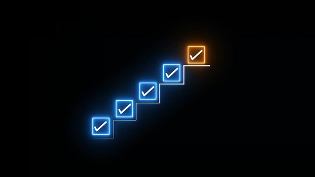 Checklist and task progress tracking concept on transparent background. Productivity, goal setting, and efficient project management. Motion graphics of progress icons. 4k video animation.