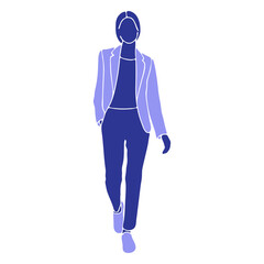 Business woman walking front hand in pocket