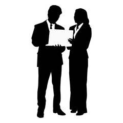 Business men computer silhouette