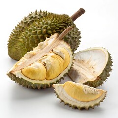 Obraz premium Jackfruit And Durian Fruit on White Background