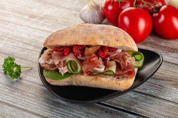 Ciabatta with cured parma and tomato