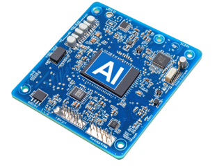  A computer chip with the letters AI on it, vector illustration style, white background, 