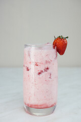 strawberry smoothie in glass