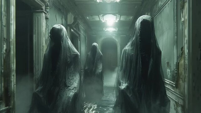 scary ghost characters on hellowen night