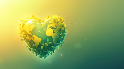 Eco-Heart: A vibrant depiction of a heart-shaped Earth, adorned with lush foliage, representing the essence of nature and conservation.