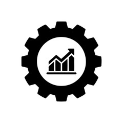 Upward Trend Cogwheel Icon for Business Dashboards