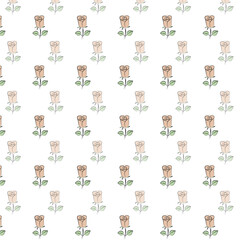 Seamless Pattern with Red Roses and Day Dear Text on Light Background