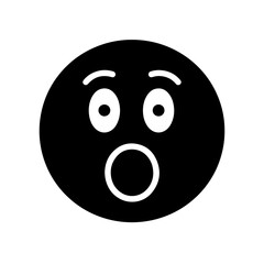 A surprised emoticon illustrated in a simple, black-and-white style.