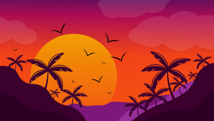 tropical sunset background