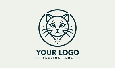 Minimalist black cat sitting in circular frame with elegant silhouette and clean lines. Animal concept
