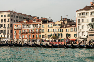 Historical buildings on embankment of gulf of Venice, Italy