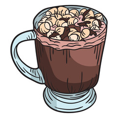 Hand drawn marshmallow hot chocolate