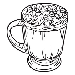 Hand drawn marshmallow hot chocolate outline
