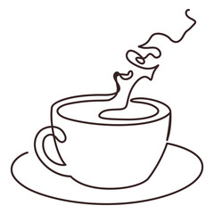 Cup of fragant coffee line drawing