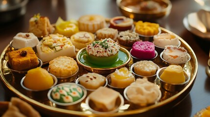 Assorted sweet treats arranged on a decorative platter.
