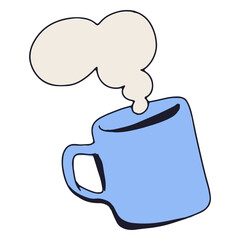 Hot coffee in mug semi flat