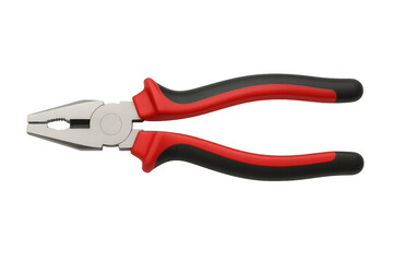 Obraz premium Combination pliers with red and black handles isolated on transparent background, ideal for diy and professional use