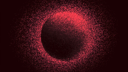Glowing red sphere patten black background,  grainy gradient noise texture,  poster banner backdrop abstract design, power point background