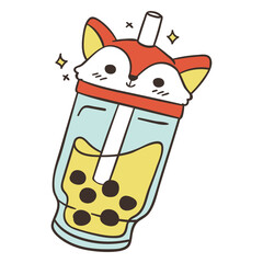 Fox boba tea cute