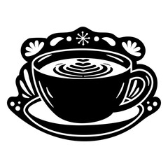 Cup of coffee floral cut-out