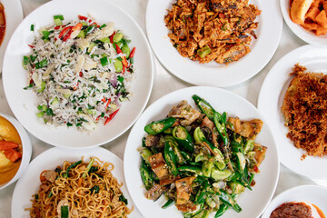 indonesian foods on the white table