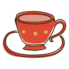 Tea cup continuous line color