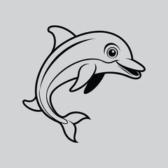 Black and White Dolphin Sketch