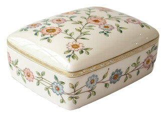 Ceramic jewelry box png trinket box png keepsake box png ceramic treasure chest png decorative jewelry holder png lidded pottery box png transparent background image