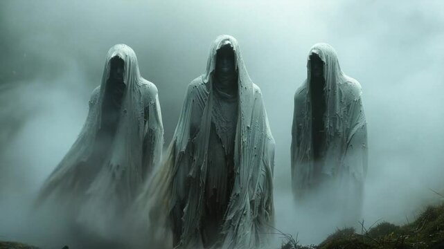scary ghost characters on hellowen night