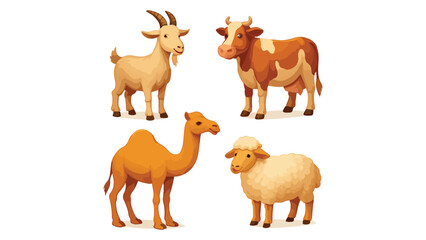 Eid ul Adha Animal Collection Featuring Cow, Goat, Camel, Sheep, and Bull for Bakra Eid Qurbani Muslim Festival Celebration