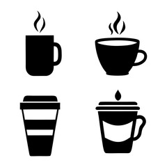 coffee cup icon set cups of coffee tea collection