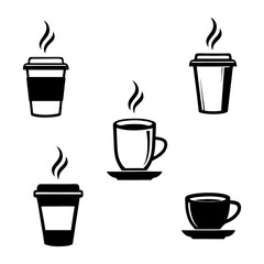 coffee cup icon set cups of coffee tea collection