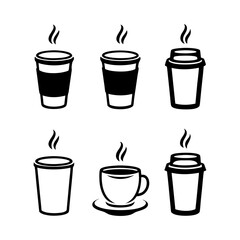 coffee cup icon set cups of coffee tea collection