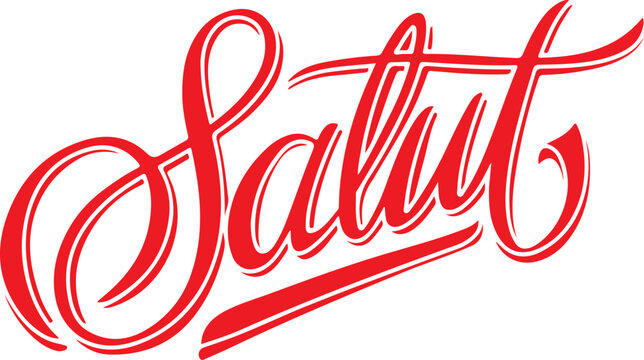 Salut! Red Handwritten Typography.