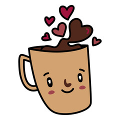 Romantic coffee cup cartoon