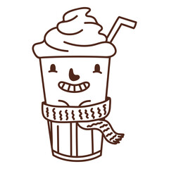 Wintery coffee drink cartoon