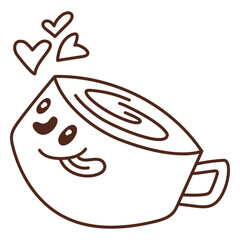 Romantic coffee cup smiling mischievously