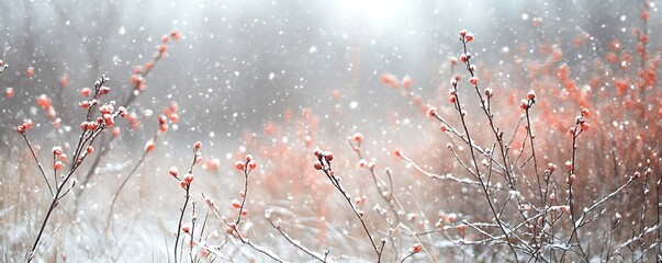 Snowy winter berries, soft light