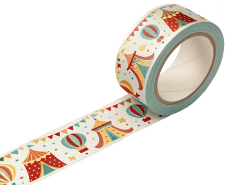 Circus tape png clown-themed tape png circus pattern tape png decorative washi tape png party wrapping tape png playful design tape png transparent background image