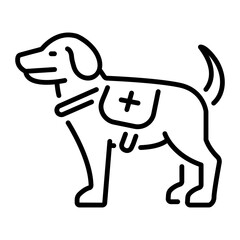 A linear style icon of rescue dog