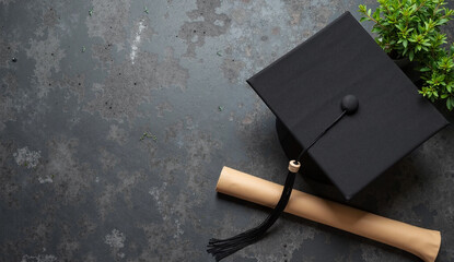 Graduation Banner Template with Cap and Diploma